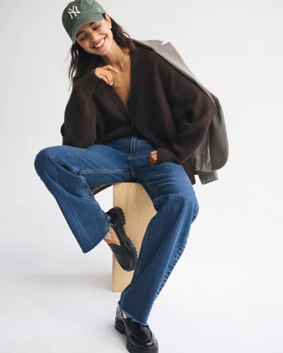 Abercrombie & Fitch High Rise 90s Relaxed Raw Hem Jean In Blue