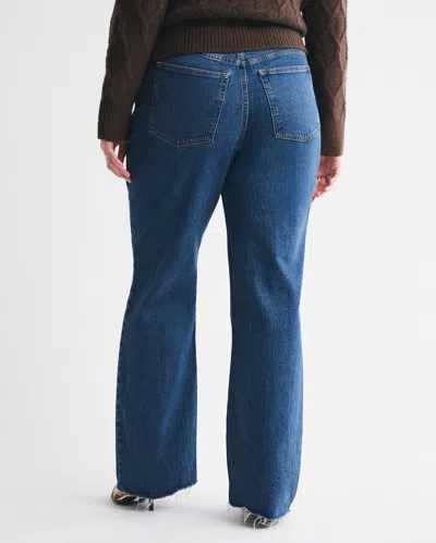 Abercrombie & Fitch Curve Love High Rise 90s Relaxed Raw Hem Jean In Blue