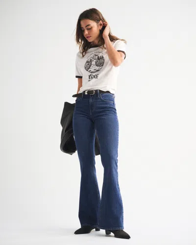 Abercrombie & Fitch High Rise Flare Jean In Blue