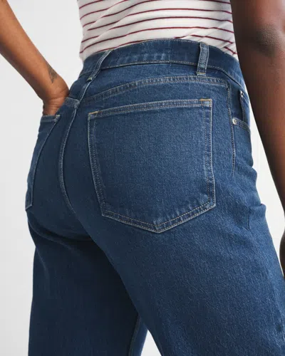 Abercrombie & Fitch High Rise 90s Relaxed Frayed Hem Jean In Blue