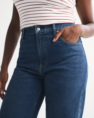 Abercrombie & Fitch High Rise 90s Relaxed Frayed Hem Jean In Blue