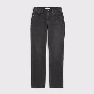 Abercrombie & Fitch Curve Love Mid Rise 90s Straight Jean In Black