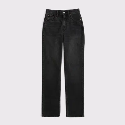 Abercrombie & Fitch Curve Love Ultra High Rise 90s Straight Jean In Black