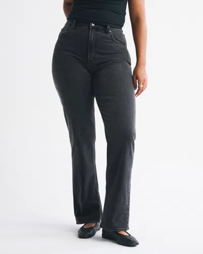 Abercrombie & Fitch Curve Love Ultra High Rise 90s Straight Jean In Black