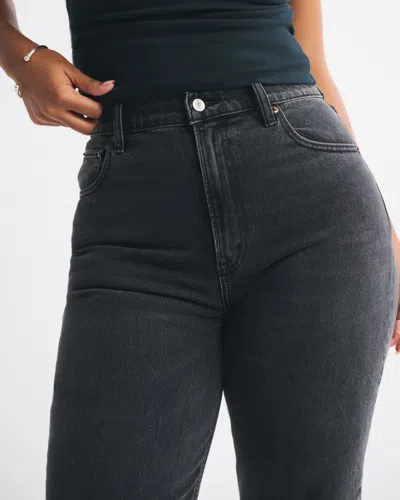 Abercrombie & Fitch Curve Love Ultra High Rise 90s Straight Jean In Black