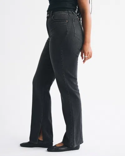 Abercrombie & Fitch Curve Love Ultra High Rise 90s Straight Jean In Black