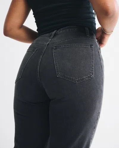 Abercrombie & Fitch Curve Love Ultra High Rise 90s Straight Jean In Black