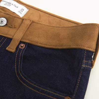 Abercrombie & Fitch Curve Love Mid Rise Bootcut Vegan Suede Waistbandjean In Blue