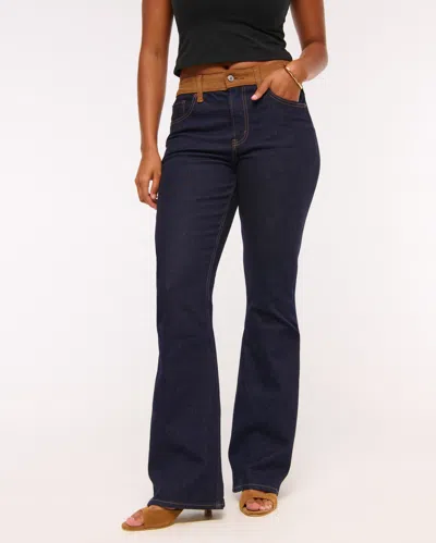 Abercrombie & Fitch Curve Love Mid Rise Bootcut Vegan Suede Waistbandjean In Blue