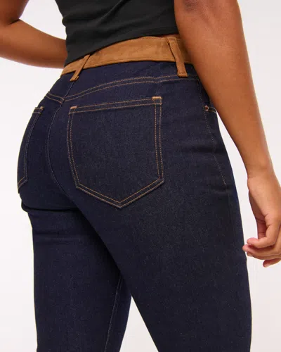 Abercrombie & Fitch Curve Love Mid Rise Bootcut Vegan Suede Waistbandjean In Blue