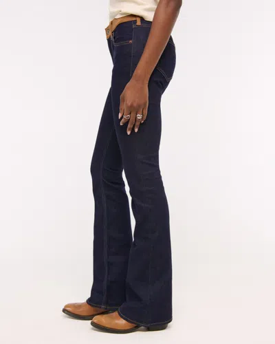 Abercrombie & Fitch Mid Rise Bootcut Vegan Suede Waistband Jean In Blue