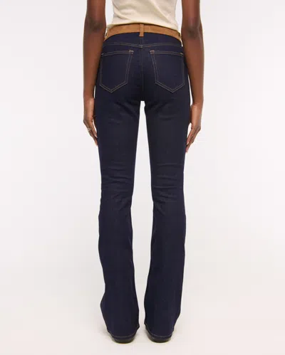 Abercrombie & Fitch Mid Rise Bootcut Vegan Suede Waistband Jean In Blue