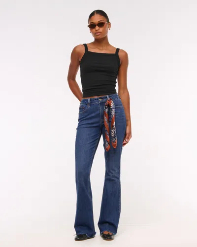Abercrombie & Fitch Curve Love Mid Rise Bootcut Frayed Hem Jean