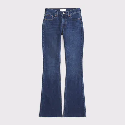 Abercrombie & Fitch Curve Love Mid Rise Bootcut Frayed Hem Jean