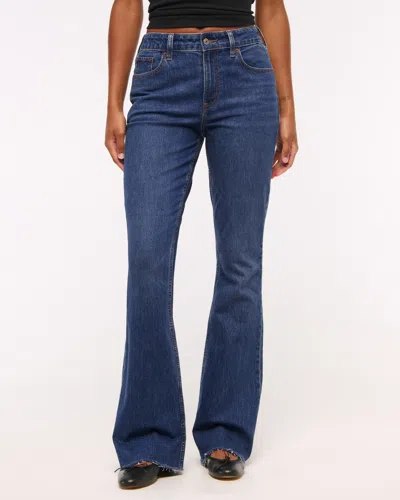 Abercrombie & Fitch Curve Love Mid Rise Bootcut Frayed Hem Jean