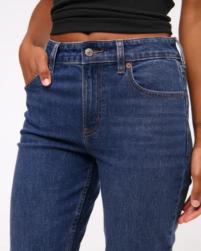 Abercrombie & Fitch Curve Love Mid Rise Bootcut Frayed Hem Jean