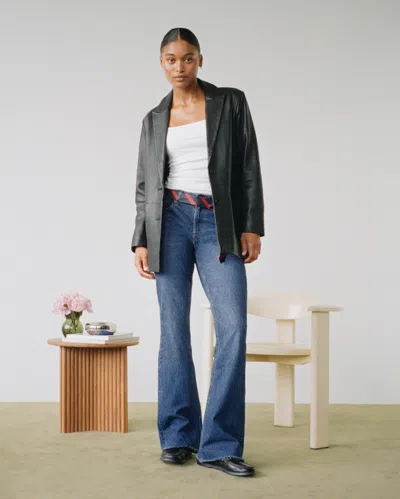 Abercrombie & Fitch Curve Love Mid Rise Bootcut Frayed Hem Jean