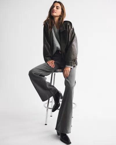 Abercrombie & Fitch High Rise Wide Leg Jean In Black