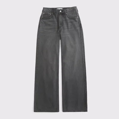 Abercrombie & Fitch High Rise Wide Leg Jean In Black