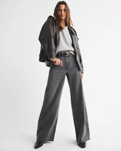 Abercrombie & Fitch High Rise Wide Leg Jean In Black