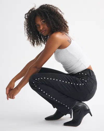 Abercrombie & Fitch Curve Love Ultra High Rise 90s Straight Jean In Black