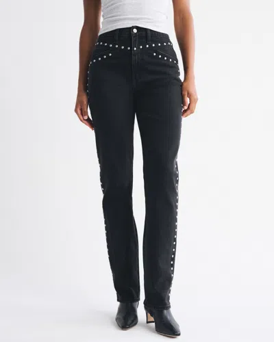 Abercrombie & Fitch Curve Love Ultra High Rise 90s Straight Jean In Black