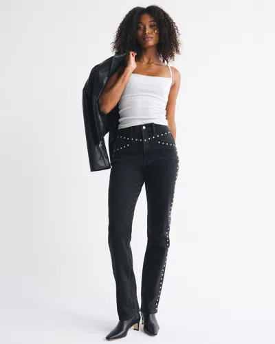 Abercrombie & Fitch Curve Love Ultra High Rise 90s Straight Jean In Black