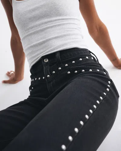 Abercrombie & Fitch Curve Love Ultra High Rise 90s Straight Jean In Black