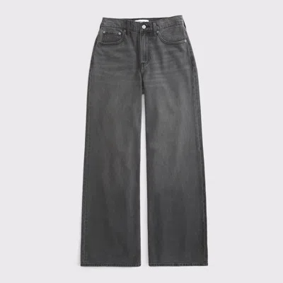 Abercrombie & Fitch Curve Love High Rise Wide Leg Jean In Black