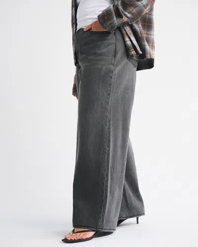 Abercrombie & Fitch Curve Love High Rise Wide Leg Jean In Black