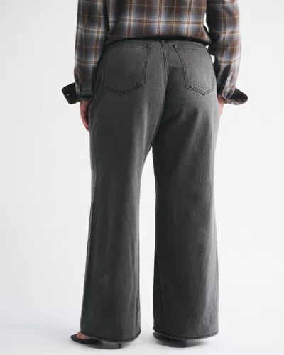 Abercrombie & Fitch Curve Love High Rise Wide Leg Jean In Black