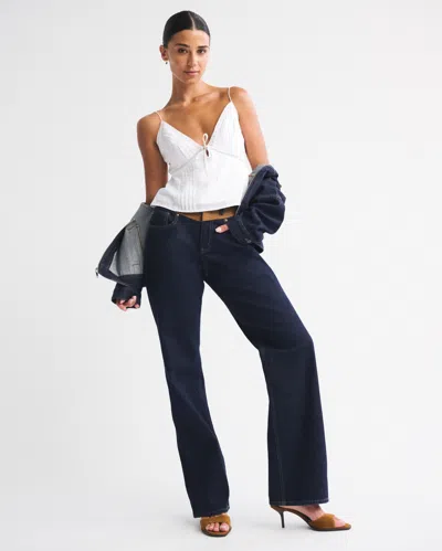 Abercrombie & Fitch Curve Love High Rise 90s Relaxed Vegan Suede Yoke Jean In Blue