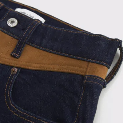 Abercrombie & Fitch Curve Love High Rise 90s Relaxed Vegan Suede Yoke Jean In Blue