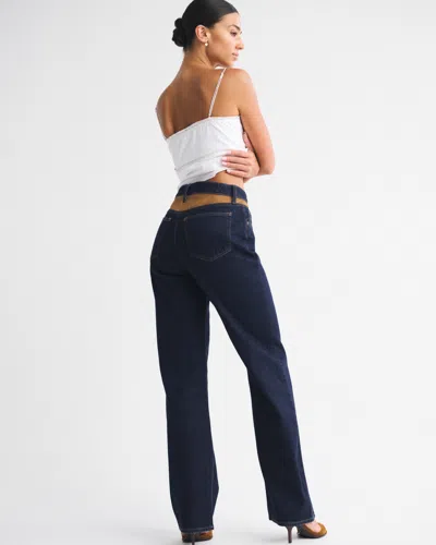 Abercrombie & Fitch Curve Love High Rise 90s Relaxed Vegan Suede Yoke Jean In Blue