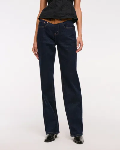 Abercrombie & Fitch High Rise 90s Relaxed Vegan Suede Yoke Jean In Blue