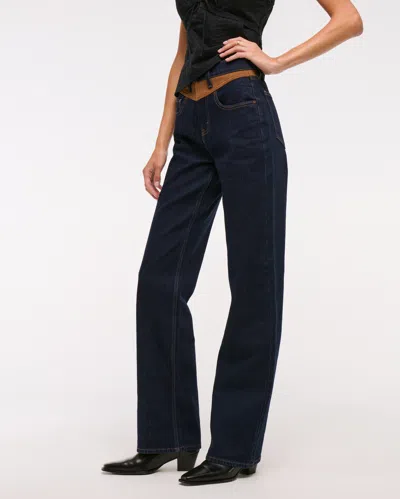 Abercrombie & Fitch High Rise 90s Relaxed Vegan Suede Yoke Jean In Blue