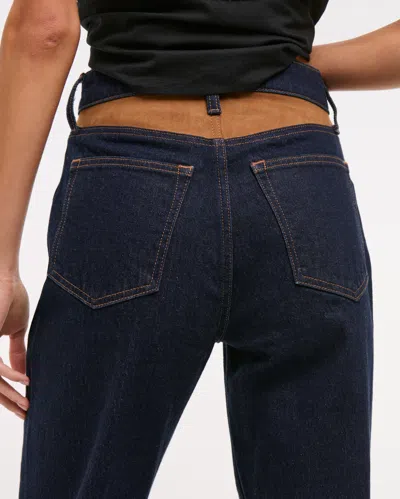 Abercrombie & Fitch High Rise 90s Relaxed Vegan Suede Yoke Jean In Blue