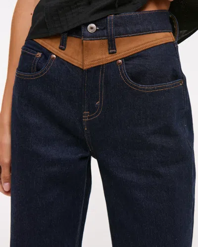 Abercrombie & Fitch High Rise 90s Relaxed Vegan Suede Yoke Jean In Blue