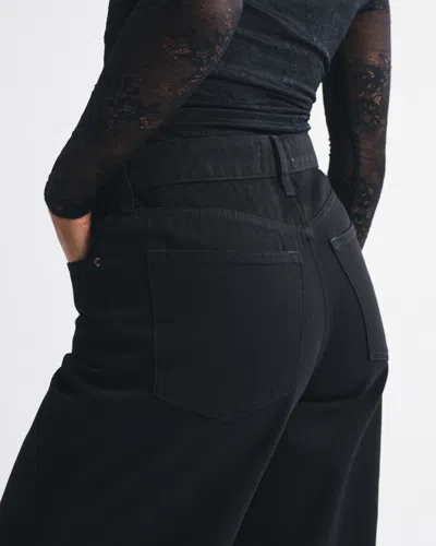 Abercrombie & Fitch Curve Love High Rise Wide Leg Jean In Blue