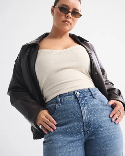 Abercrombie & Fitch Curve Love High Rise 90s Relaxed Shiny Embellished Jean