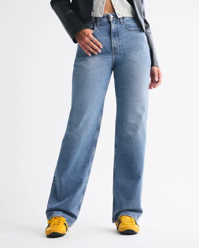 Abercrombie & Fitch Curve Love High Rise 90s Relaxed Jean In Blue