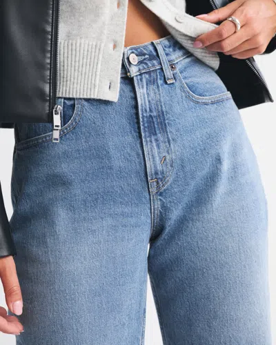 Abercrombie & Fitch Curve Love High Rise 90s Relaxed Jean In Blue