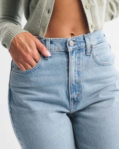 Abercrombie & Fitch Curve Love Ultra High Rise 90s Straight Jean In Blue