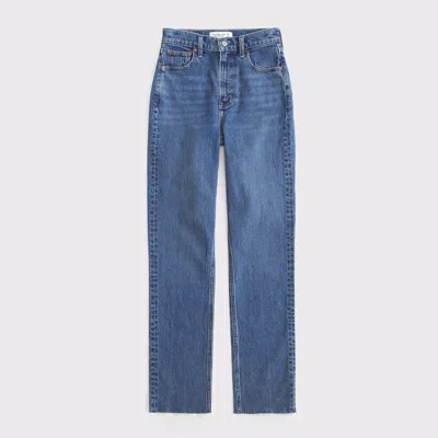 Abercrombie & Fitch Curve Love Ultra High Rise 90s Straight Jean In Blue