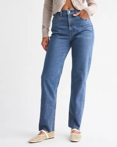 Abercrombie & Fitch Curve Love Ultra High Rise 90s Straight Jean In Blue