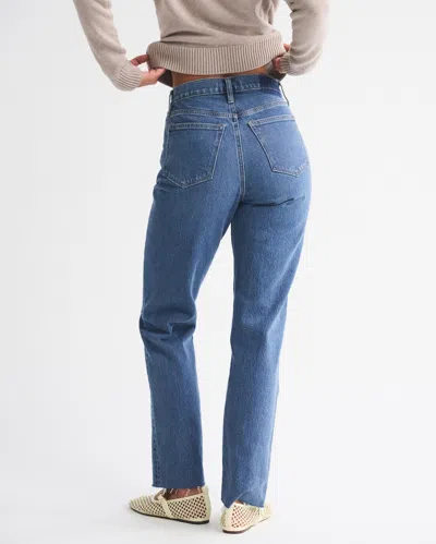 Abercrombie & Fitch Curve Love Ultra High Rise 90s Straight Jean In Blue
