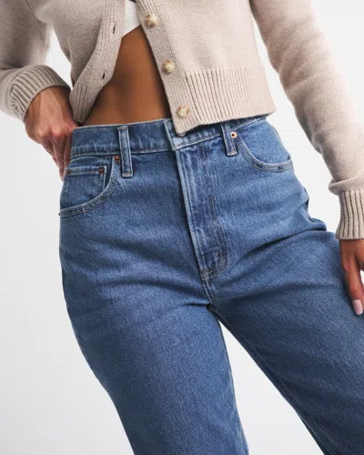 Abercrombie & Fitch Curve Love Ultra High Rise 90s Straight Jean In Blue
