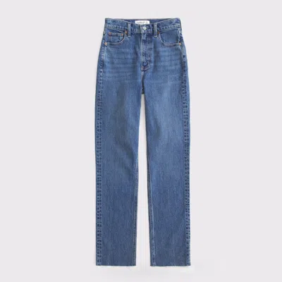 Abercrombie & Fitch Ultra High Rise 90s Straight Jean In Blue
