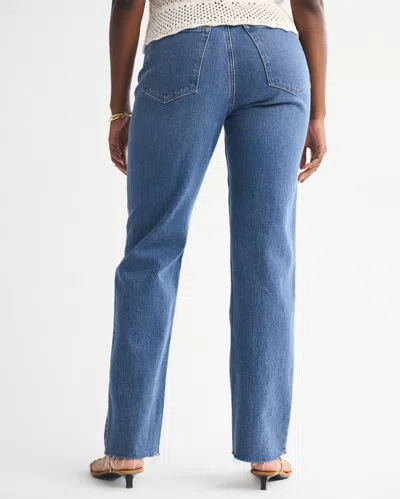 Abercrombie & Fitch Ultra High Rise 90s Straight Jean In Blue