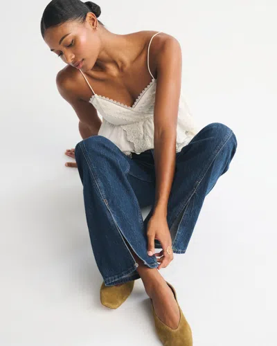 Abercrombie & Fitch Curve Love High Rise 90s Relaxed Split-vent Hem Jean In Blue